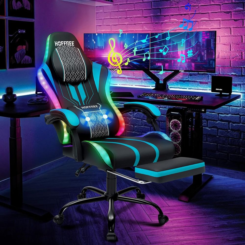 Bluetooth Speaker - Sedia da Gaming con Luci LED,